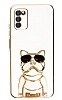 Eiroo Samsung Galaxy A03s Bulldog Standl Beyaz Silikon Klf