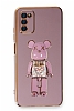 Eiroo Samsung Galaxy A03s Candy Bear Standl Mor Silikon Klf