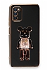Eiroo Samsung Galaxy A03s Candy Bear Standl Siyah Silikon Klf