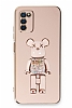 Eiroo Samsung Galaxy A03s Candy Bear Standl Pembe Silikon Klf