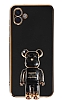 Eiroo Samsung Galaxy A04 Baby Bear Standl Siyah Silikon Klf