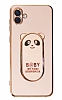 Eiroo Samsung Galaxy A04 Baby Panda Standl Pembe Silikon Klf