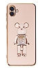 Eiroo Samsung Galaxy A04 Candy Bear Standl Pembe Silikon Klf