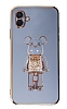 Eiroo Samsung Galaxy A04 Candy Bear Standl Mavi Silikon Klf