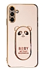 Eiroo Samsung Galaxy A04s Baby Panda Standl Pembe Silikon Klf