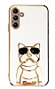 Eiroo Samsung Galaxy A04s Bulldog Standl Beyaz Silikon Klf