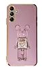Eiroo Samsung Galaxy A04s Candy Bear Standl Mor Silikon Klf
