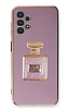 Eiroo Samsung Galaxy A13 Aynal Parfm Standl Mor Silikon Klf