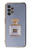 Eiroo Samsung Galaxy A13 Aynal Parfm Standl Mavi Silikon Klf