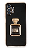 Eiroo Samsung Galaxy A13 Aynal Parfm Standl Siyah Silikon Klf