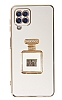 Eiroo Samsung Galaxy M12 Aynal Parfm Standl Beyaz Silikon Klf