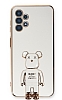 Eiroo Samsung Galaxy A13 Baby Bear Standl Beyaz Silikon Klf
