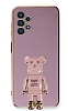 Eiroo Samsung Galaxy A13 Baby Bear Standl Mor Silikon Klf