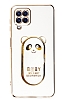 Eiroo Samsung Galaxy A12 Baby Panda Standl Beyaz Silikon Klf