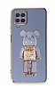Eiroo Samsung Galaxy A12 / M12 Candy Bear Standl Mavi Silikon Klf