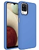 Eiroo Samsung Galaxy A12 / M12 Metal ereveli Mavi Rubber Klf
