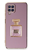 Eiroo Samsung Galaxy A22 4G Aynal Parfm Standl Mor Silikon Klf