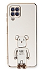 Eiroo Samsung Galaxy A22 4G Baby Bear Standl Beyaz Silikon Klf