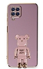 Eiroo Samsung Galaxy A22 4G Baby Bear Standl Mor Silikon Klf