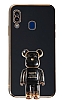Eiroo Samsung Galaxy A20 / A30 Baby Bear Standl Siyah Silikon Klf