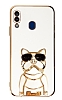 Eiroo Samsung Galaxy A20 / A30 Bulldog Standl Beyaz Silikon Klf