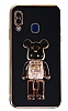 Eiroo Samsung Galaxy A20 / A30 Candy Bear Standl Siyah Silikon Klf