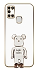 Eiroo Samsung Galaxy A21s Baby Bear Standl Beyaz Silikon Klf