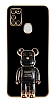 Eiroo Samsung Galaxy A21s Baby Bear Standl Siyah Silikon Klf