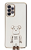 Eiroo Samsung Galaxy A32 4G Baby Bear Standl Beyaz Silikon Klf