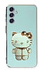 Eiroo Samsung Galaxy A24 4G Aynal Kitty Standl Yeil Silikon Klf