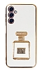 Eiroo Samsung Galaxy A24 4G Aynal Parfm Standl Beyaz Silikon Klf