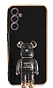 Eiroo Samsung Galaxy A24 4G Baby Bear Standl Siyah Silikon Klf