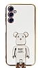 Eiroo Samsung Galaxy A24 4G Baby Bear Standl Beyaz Silikon Klf