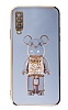 Eiroo Samsung Galaxy A30S Candy Bear Standl Mavi Silikon Klf