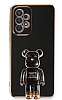 Eiroo Samsung Galaxy A33 5G Baby Bear Standl Siyah Silikon Klf