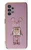 Eiroo Samsung Galaxy A32 4G Candy Bear Standl Mor Silikon Klf