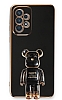 Eiroo Samsung Galaxy A53 5G Baby Bear Standl Siyah Silikon Klf