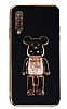 Eiroo Samsung Galaxy A50 Candy Bear Standl Siyah Silikon Klf