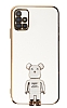 Eiroo Samsung Galaxy A51 Baby Bear Standl Beyaz Silikon Klf