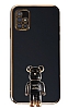 Eiroo Samsung Galaxy A51 Baby Bear Standl Siyah Silikon Klf