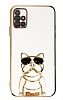 Eiroo Samsung Galaxy A51 Bulldog Standl Beyaz Silikon Klf