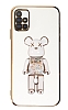 Eiroo Samsung Galaxy A51 Candy Bear Standl Beyaz Silikon Klf