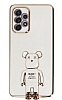 Eiroo Samsung Galaxy A52s 5G Baby Bear Standl Beyaz Silikon Klf