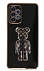 Eiroo Samsung Galaxy A52 / A52 5G Bearbrick Standl Siyah Silikon Klf