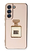 Eiroo Samsung Galaxy S21 FE 5G Aynal Parfm Standl Pembe Silikon Klf