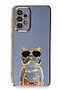 Eiroo Samsung Galaxy A72 / A72 5G Bulldog Standl Mavi Silikon Klf