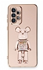 Eiroo Samsung Galaxy A72 / A72 5G Candy Bear Standl Pembe Silikon Klf