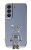 Eiroo Samsung Galaxy S22 Plus 5G Baby Bear Standl Mavi Silikon Klf