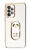 Eiroo Samsung Galaxy A73 Baby Panda Standl Beyaz Silikon Klf