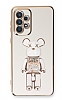 Eiroo Samsung Galaxy A73 Candy Bear Standl Beyaz Silikon Klf